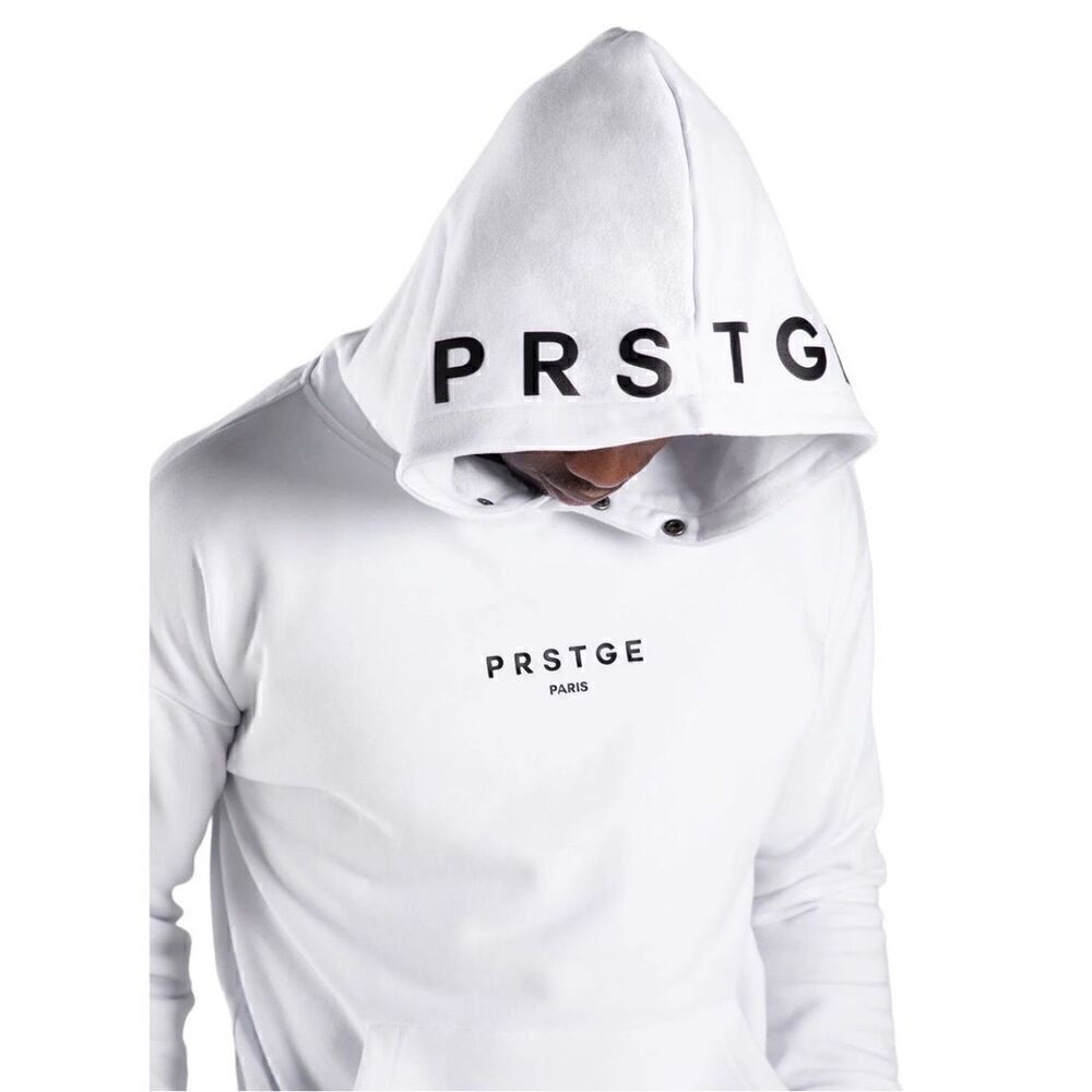 PRSTGE Paris 3D Hoodie in White, Size S.